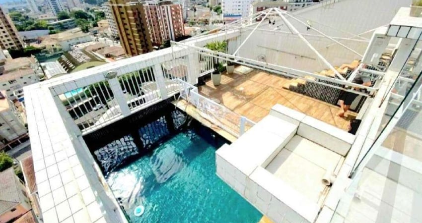 Cobertura Triplex em Santos – 3 Dormitórios, 2 Suítes, 2 Vagas, Piscina e Churrasqueira na Ponta da Praia – 340 m² total
