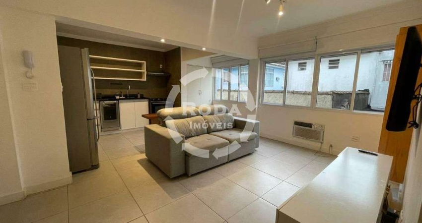 Apartamento de 2 dormitórios, mobiliado, para locação, no Boqueirão, em Santos/SP