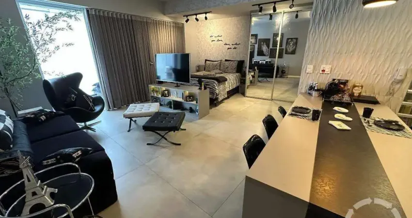 Studio Frente ao Mar na Pompéia – Alto Padrão e Lazer Completo