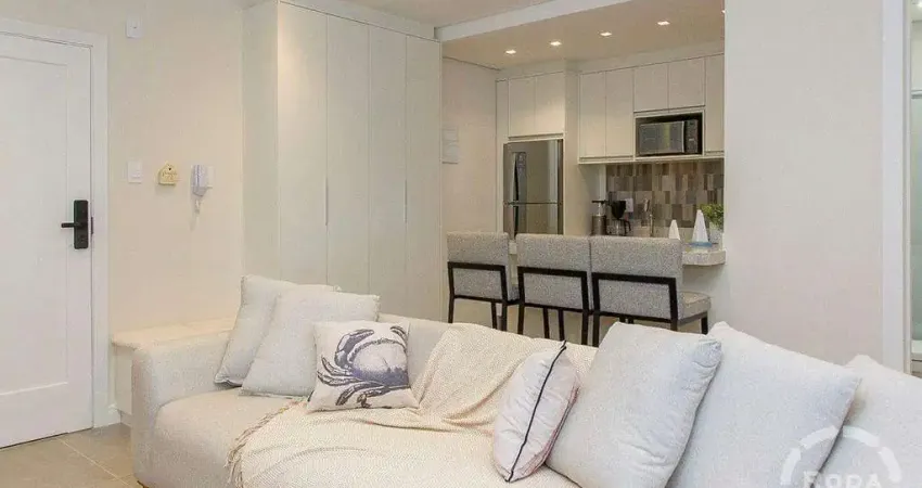 Apartamento de 1 dormitório mobiliado quadra do mar, no boqueirão - santos/sp