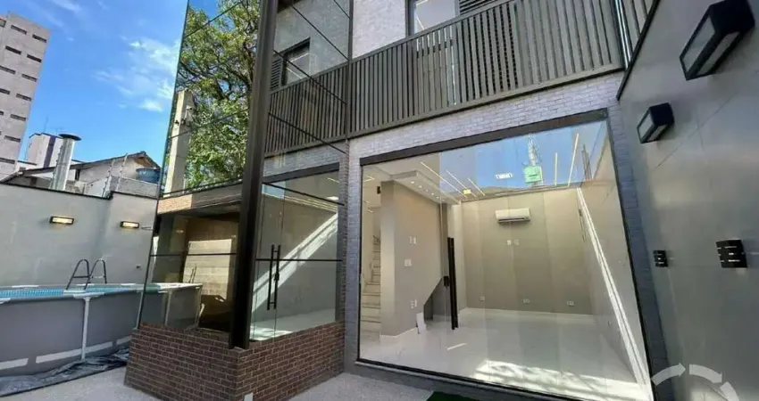 Sobrado triplex para locação, 4 quartos, 4 suítes, 3 vagas, campo grande - santos/sp