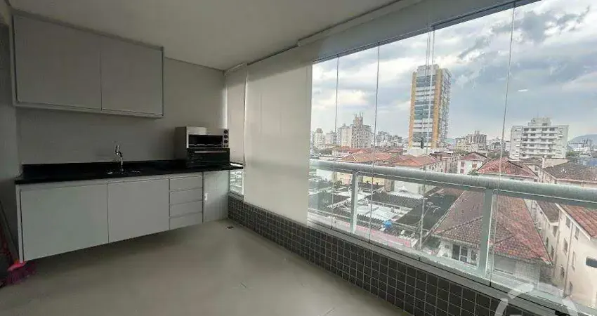 Apartamento 1 quarto (1 suíte) com varanda gourmet, frente, 53m² em boqueirão, santos – aluguel