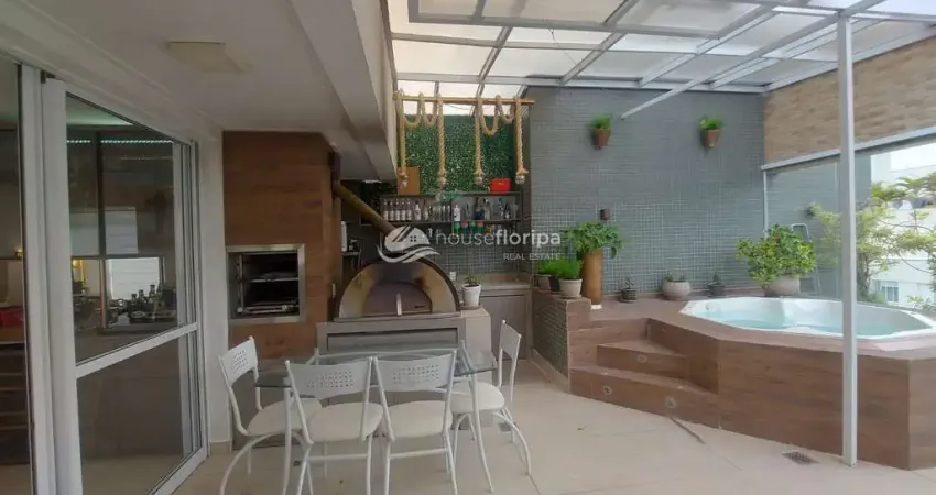 Cobertura exclusiva com terraço, spa e vista panorâmica, 2 vagas de garagem no itacorubi – florianó
