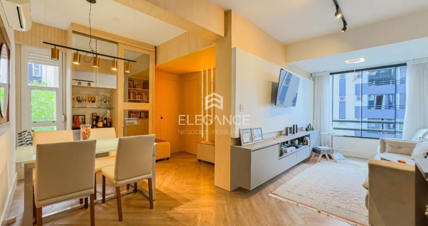 Elegance Imóveis vende apartamento semi-mobiliado com 74 m2, 2 dormitórios suíte, 1 vaga box garagem Boa Vista Porto Alegre.