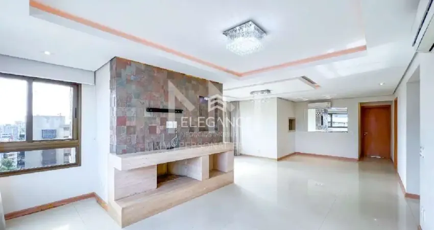 Apartamento desocupado com 159 m2 para comprar em andar alto, 3 dormitórios 3 suítes 3 vagas box garagem. Rio Branco Porto Alegre. Elegance Imóveis.