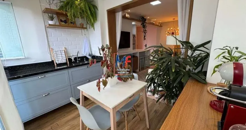 Excelente apto no Centro de Santo André/SP, com 63m² a.u., 2 dormitórios (1 suíte), sala, cozinha, escritório, varanda envidraçada, 1 vaga, lazer (REF 20.563)
