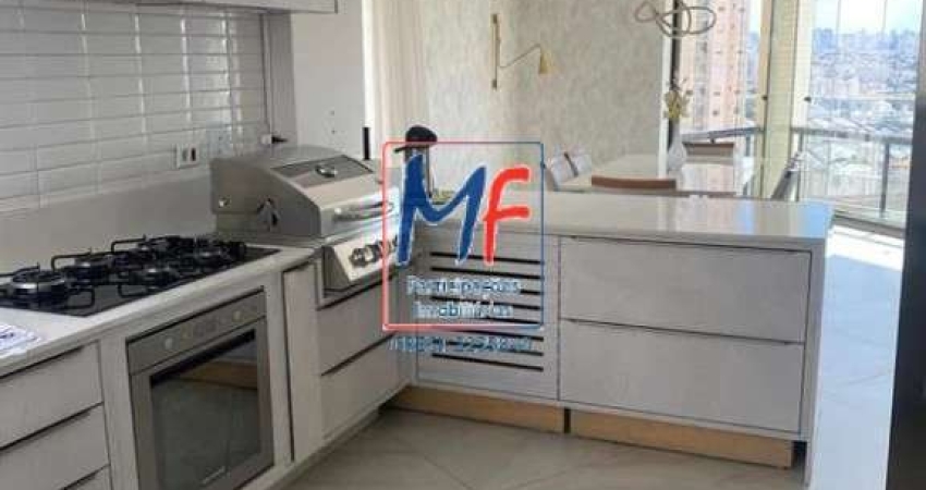 Excelente apto no Parque da Mooca, com 156m² a.u., 3 dormitórios (2 suítes), sala, cozinha, lavanderia, dep. empregada, varanda envidraçada, 3 vagas, lazer (REF 21.063)