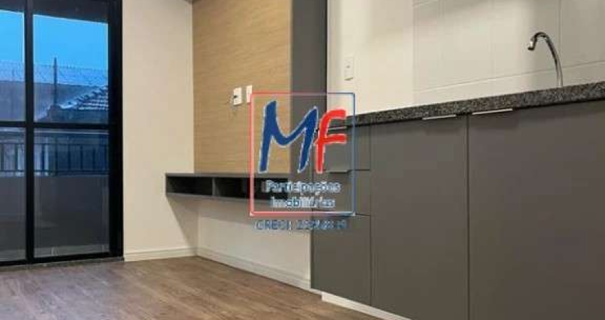 Excelente apto studio no Belenzinho, com 30m² a.u., 1 dormitório, sala, cozinha, banheiro acessível, varanda, lazer. Prox. Metrô Bresser/Mooca (REF 21.137)