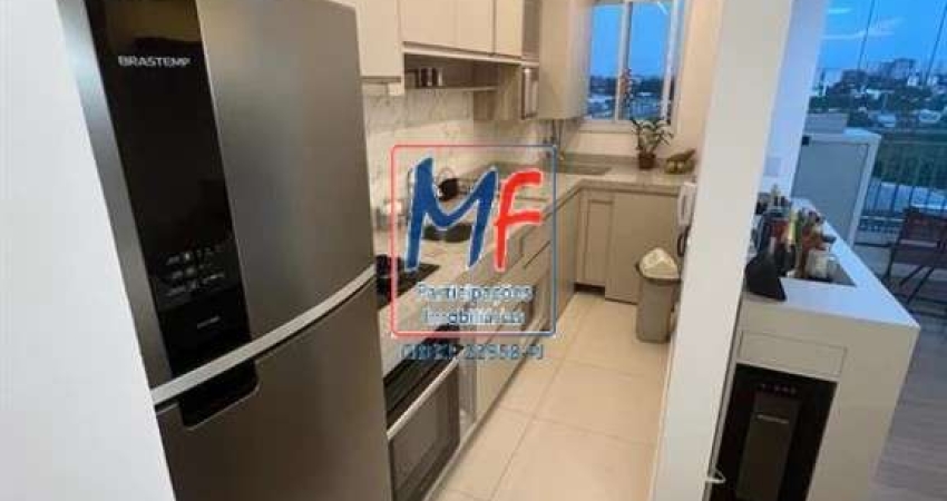 Excelente apto em Rudge Ramos, São Bernardo do Campo/SP, 69m² a.u., 2 dormitórios (1 suíte), sala, cozinha, varanda gourmet envidraçada, 2 vagas, lazer (REF 21.221)