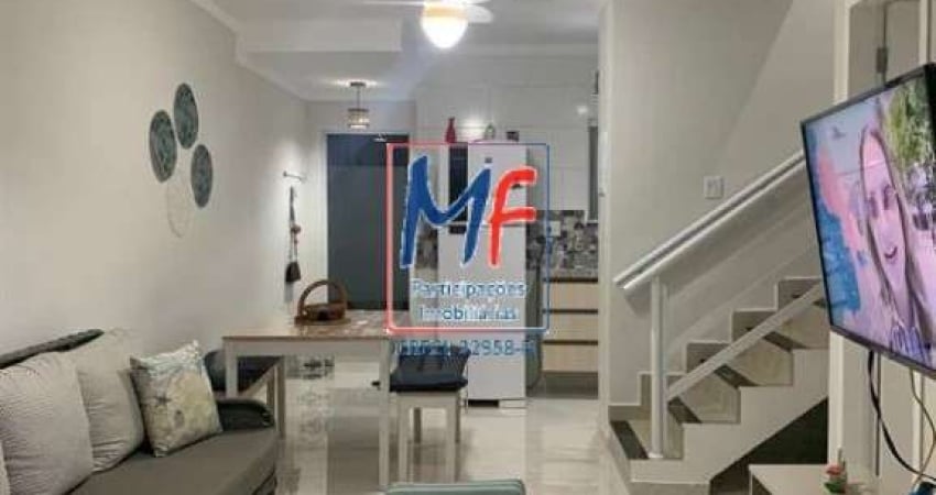 Excelente sobrado em cond. fechado na Morada da Praia, Bertioga/SP, com 92m² a.u., 2 dormitórios (2 suítes), sala, cozinha, churrasqueira, 1 vaga, lazer (REF 21.274)