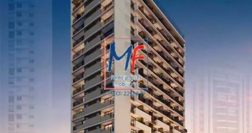 Excelente apto studio brooklin paulista, com 30m² a.u., 1 dormitório, sala, terraço, lazer. prox. av. eng. l. c. berrini (ref 21.763)