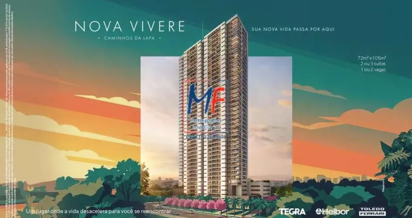 Apto à venda na Lapa, com 2 quartos (2 suítes), sala, cozinha, terraço, 1 vaga (72 m² a.u.), lazer. Prox. ACM Lapa e Estação de Trem Domingos de Morais (REF 22.597)