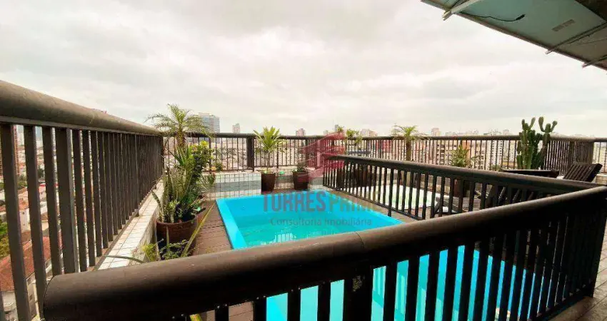 Cobertura com 5 dormitórios, 400 m² - venda por r$ 2.750.000,00 ou aluguel por r$ 17.400,00/mês - embaré - santos/sp