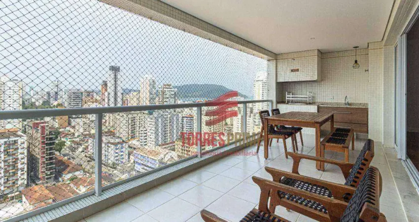 Apartamento com 3 dormitórios para alugar, 155 m² por r$ 13.000,02/mês - embaré - santos/sp