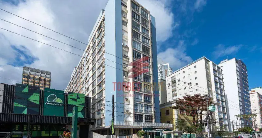 Kitnet mobiliado para alugar, 31 m² por r$ 2.400/mês - boqueirão - santos/sp