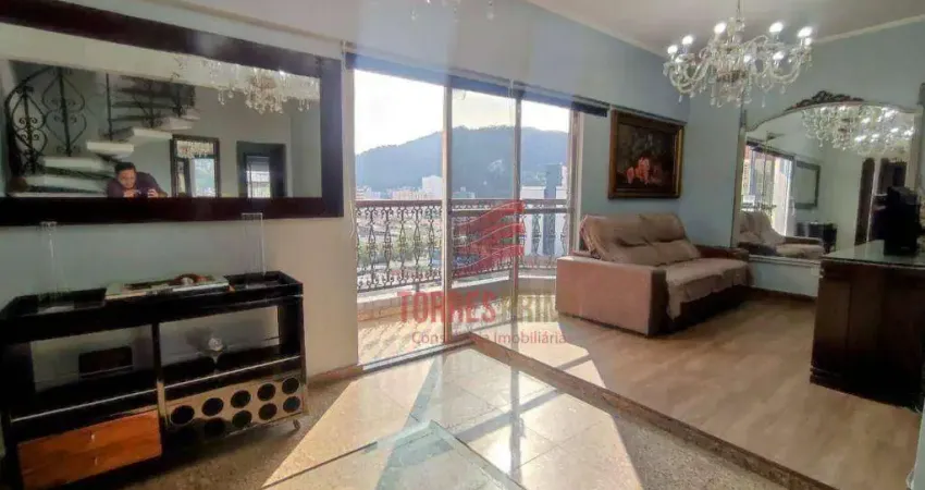 Cobertura triplex com 4 dormitórios à venda, 469 m² por r$ 2.600.000 - campo grande - santos/sp