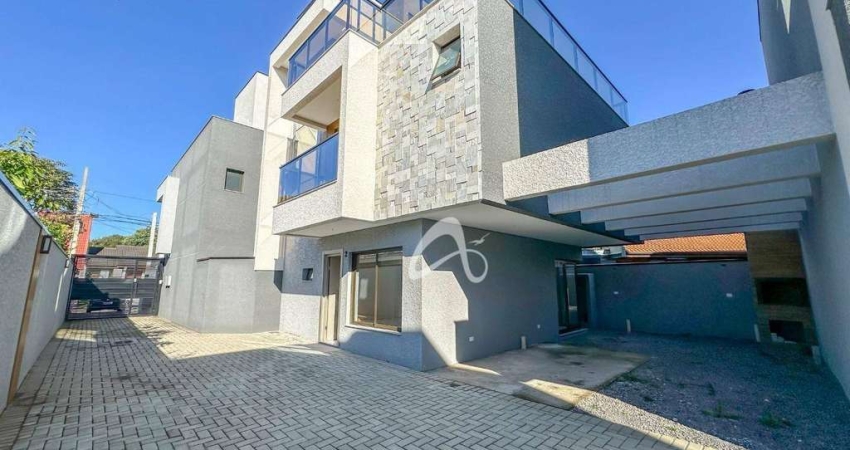 Sobrado novo à venda, com terraço e planta de 208m² no Bairro Jardim das Américas, Curitiba/PR.