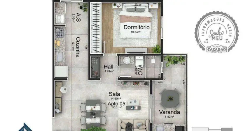Apartamento com 1 quarto à venda na Rua Vitório Morbim, Vilamar, Praia Grande