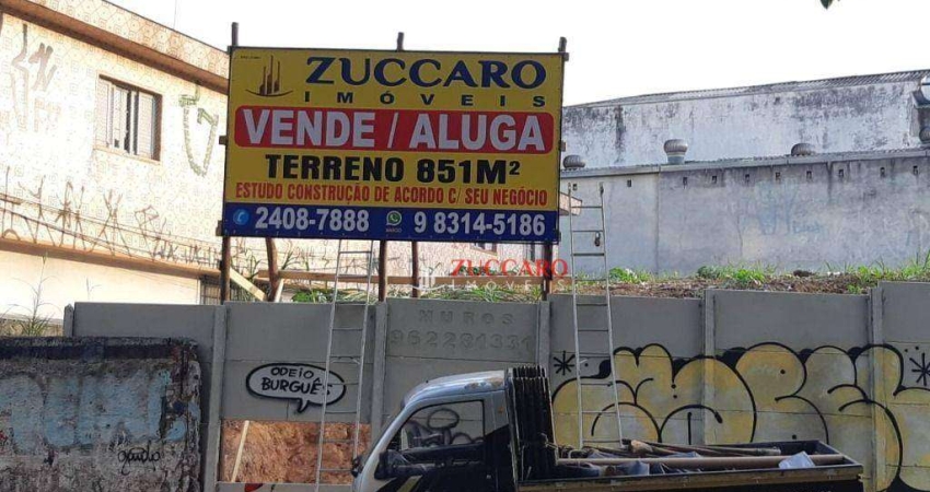 Terreno, 851 m² - venda por R$ 4.325.000,00 ou aluguel por R$ 26.475,00/mês - Jardim Santa Mena - Guarulhos/SP
