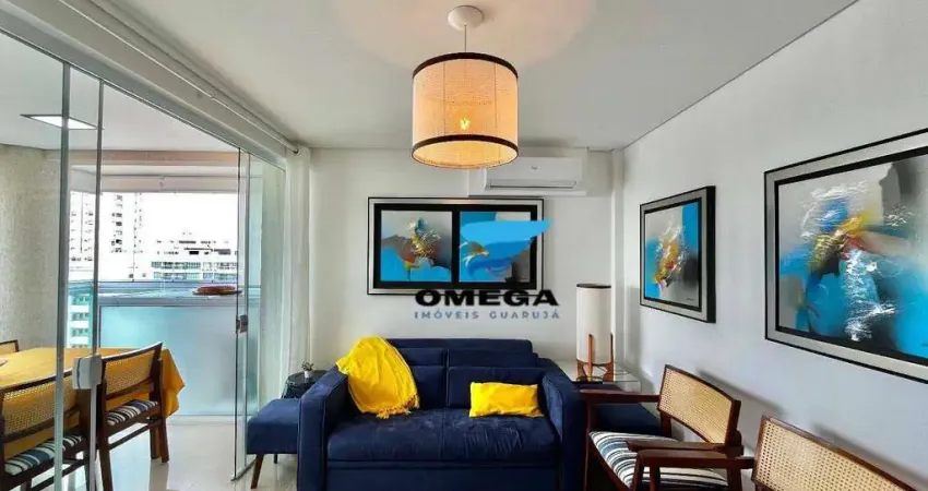 Apartamento com 2 dormitórios e ampla sacada gourmet à venda na praia das pitangueiras - guarujá/sp