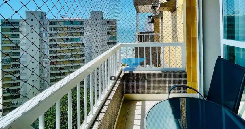 Apartamento com 2 dormitórios, 1 suíte, sacada, vista mar à venda na praia das pitangueiras - guarujá/sp
