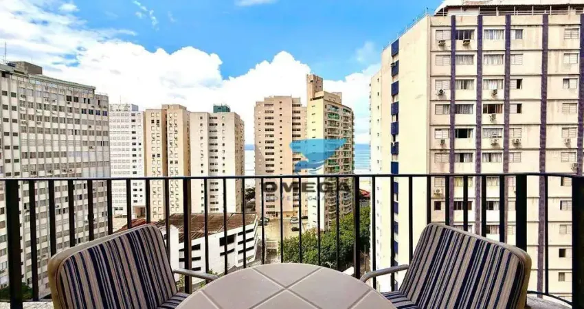 Apartamento com vista mar à venda na praia das Pitangueiras no Guarujá I Omega Imoveis