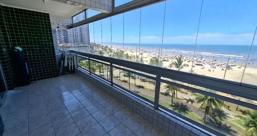 Vila Caiçara, excelente apto 1 dorm, sacada gourmet, frente total para o mar