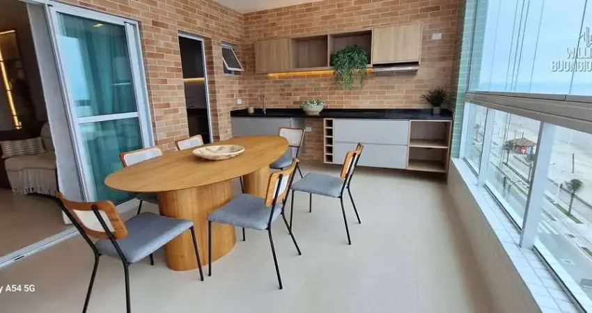Apartamento 3 dormitórios sendo 1 suíte + lavabo frente mar em Mongaguá