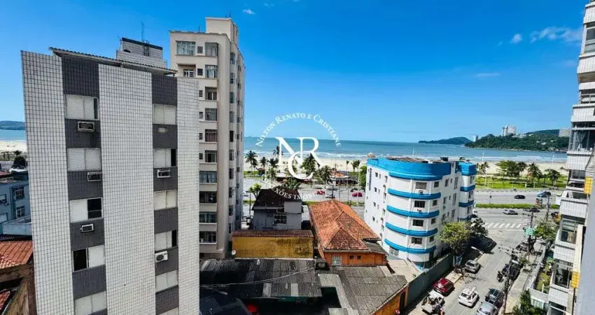 Apartamento á venda em são vicente com vista mar, 01 dormitório e 2 banheiros