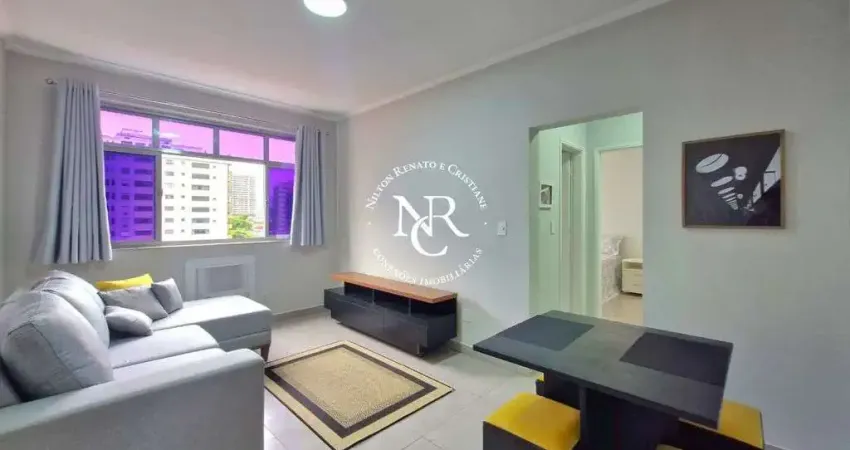 Apartamento mobiliado para alugar no gonzaga, santos – 1 quarto, 60m² e 1 vaga
