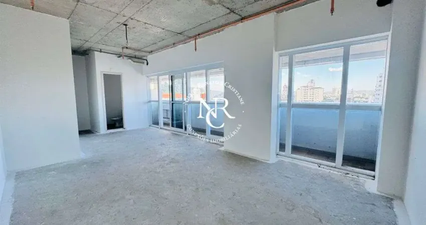 Sala comercial nova para venda com 52,30m², sacada e recepção