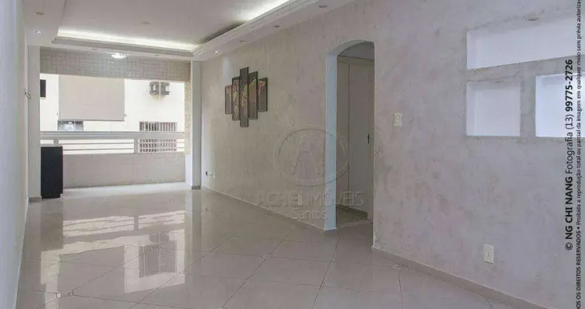 Apartamento com 2 dormitórios1 Suíte, closet, 1 wc social, dependência, elevador, vaga demarcada  à venda, 110 m² por R$ 765.000 - Gonzaga - Santos/SP