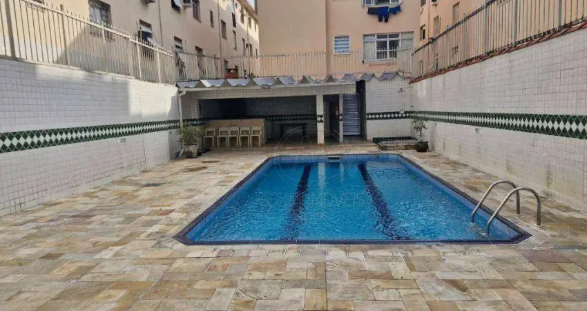Apartamento com 2 dormitórios1 suíte, 1wc elevador, piscina e garagem suficiente  à venda, 86 m² por r$ 435.000- marapé - santos/sp
