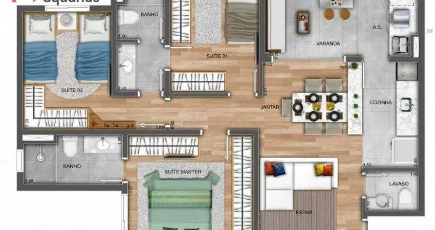 Apartamento com 3 dormitórios à venda, 75 m² por R$ 647.000,00 - Parque Industrial - São José dos Campos/SP