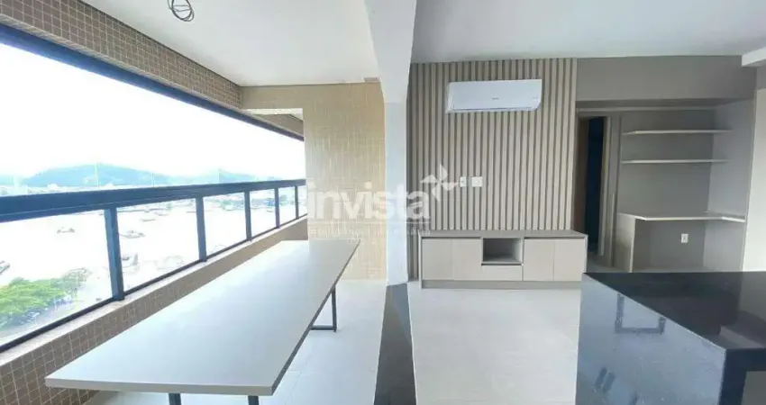 Apartamento 2 dormitórios com 1 suíte e varanda integrada na ponta da praia em santos