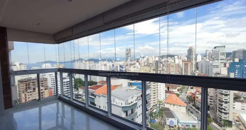 Apartamento alto padrão - 3 Suítes com Vista Mar - Frente, 170 m² Canal 4 - Embaré, Santos - Aluguel