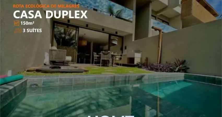 Kanui Milagres - Linda Casa Duplex com 3 suítes e piscina privativa, mobiliada e decorada
