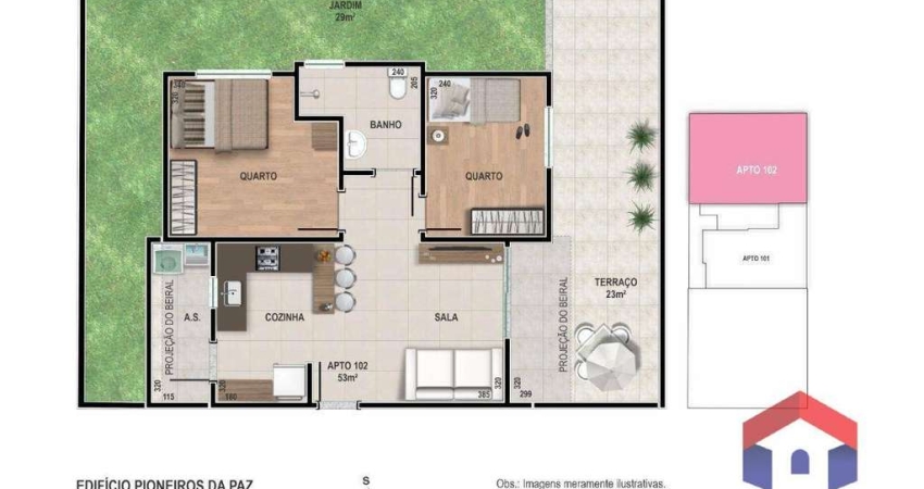 Apartamento com 2 dormitórios à venda, 44 m² por R$ 337.000,00 - Santa Amélia - Belo Horizonte/MG