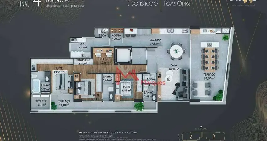 Apartamento com 3 dormitórios à venda, 182 m² por R$ 2.148.146,17 - Canto do Forte - Praia Grande/SP