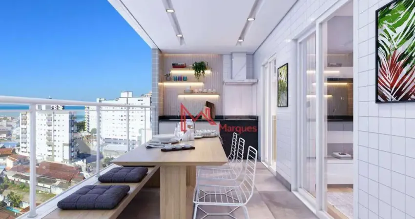 Apartamento com 2 dormitórios, sendo 1 suíte  à venda, 73 m² por R$ 490.000 - Mirim - Praia Grande/SP