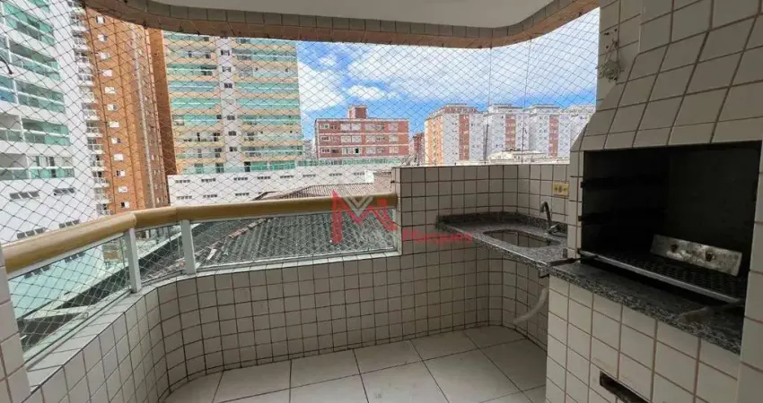 Apartamento com 1 dormitório, sacada gourmet para alugar, 47 m² por R$ 2.300/mês - Tupi - Praia Grande/SP