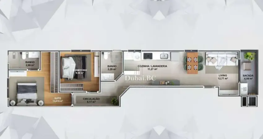 Apartamento com 02 Dormitórios sendo 01 Suíte em Camboriu no Tabuleiro - SC