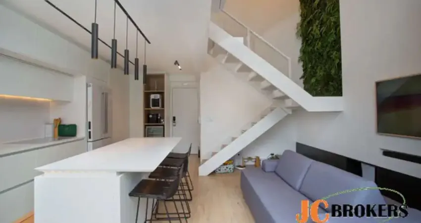 Apartamento duplex com 67 m², mobiliado, 1 dormitório, sendo 1 suíte, varanda gourmet, 2 vagas