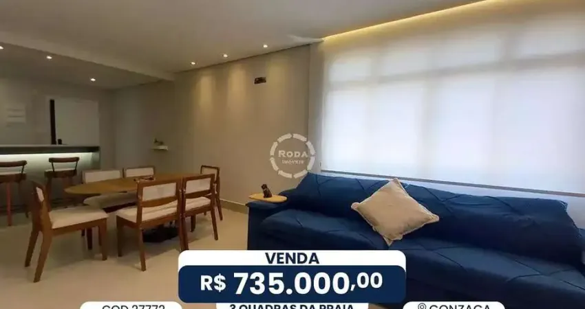 Venda de apartamento de luxo em santos-sp, 3 quartos, 2 suítes, 2 salas, 3 banheiros, 1 vaga, 110m² no gonzaga. confira!