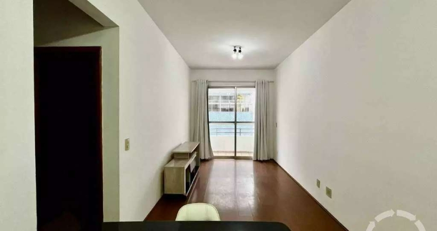 Apartamento para locação na Vila Mathias, Santos-SP: 1 quarto, 1 sala, 1 banheiro, 1 vaga de garagem, 60m² de área.