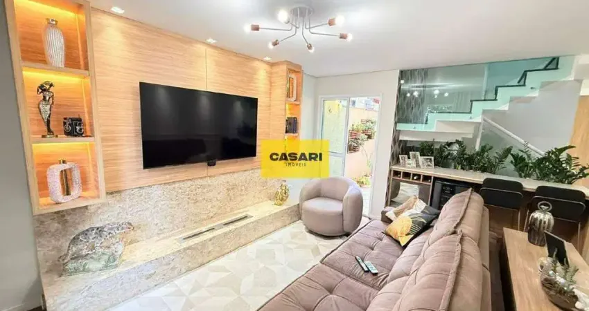 Sobrado alto padrão porteira fechada com 3 suítes e espaço gourmet na vila alzira – santo andré