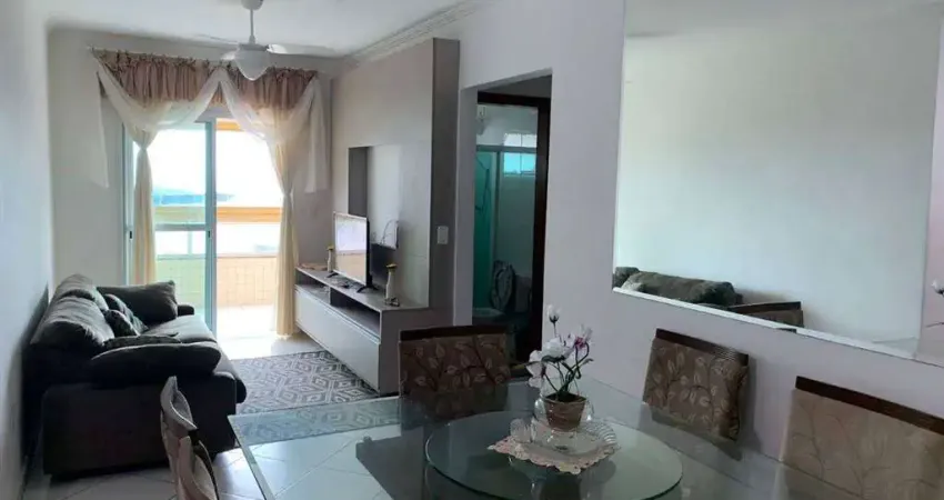 Apartamento com 02 dormitórios, sacada com com vista para o mar, caiçara, em praia grande.