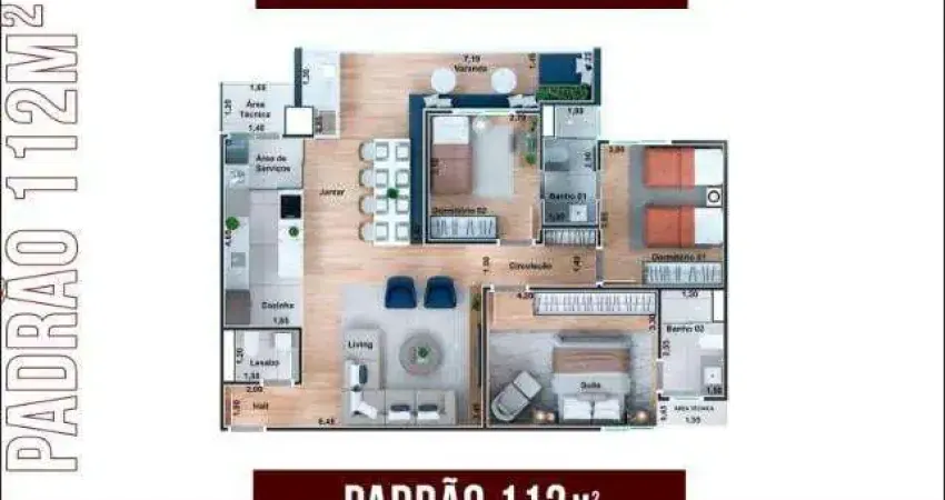 Apartamento com 3 quartos à venda, 112 m² por r$ 686.372 - vila costa - taubaté/sp