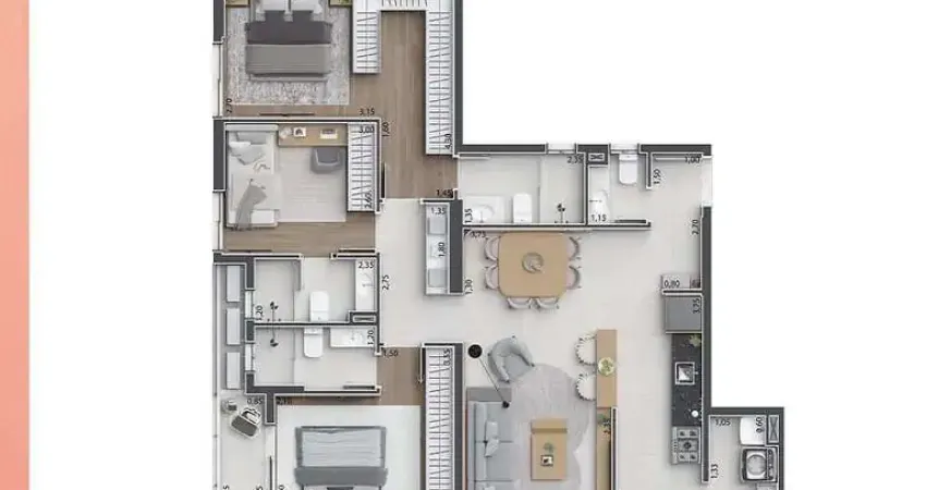 Apartamento com 3 quartos à venda, 117 m² por r$ 705.000 - barranco - taubaté/sp - origine flamboyant