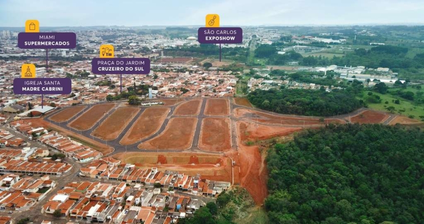 Lançamento loteamento em São Carlos-SP, Residencial Progresso, pronto para construir, lote com 200 m2, infraestrutura completa e área verde integrada